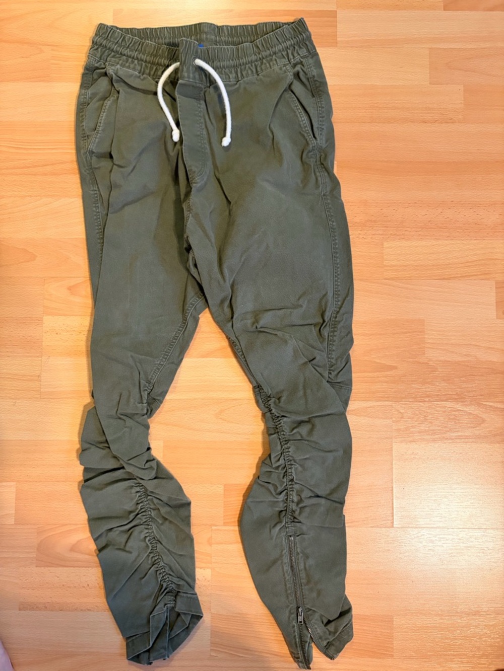 Men navy green zipper pants jogger